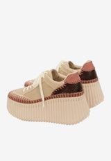 Chloé Nama Wedge Platform Sneakers Beige CH26A02IYK 236