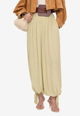 Chloé Fluid Pleats Pants in Technical Satin Green CH26APA66007 390