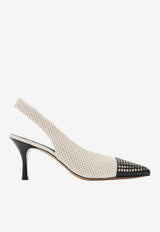 Chloé Alba 50 Perforated Leather Slingback Pumps Eggshell CH26S16HWL 122
