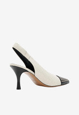 Chloé Alba 50 Perforated Leather Slingback Pumps Eggshell CH26S16HWL 122
