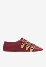 Chloé Susanna Studded Leather Ballet Flats Wine CH26S16YUR 602