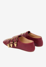 Chloé Susanna Studded Leather Ballet Flats Wine CH26S16YUR 602