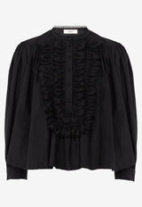 Chloé Ruffled Yoke Taffeta Blouse Black CH26SHT28102 001
