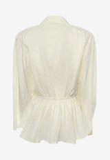 Chloé Gathered Waist Silk-Blend Shirt White CH26SHT36102 103