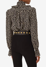 Chloé Polka Dots Ruffled Silk Blouse Black CH26SHT70300 915