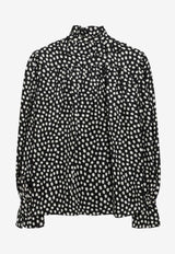 Chloé Polka-Dots Silk Ruffled Blouse Monochrome CH26SHT70300/S_CHLOE-915