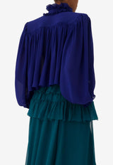 Chloé Gathered High-Neck Top Indigo CH26SHT90002 4C8