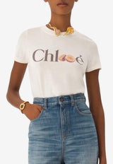 Chloé Passion Fruit and Logo Print T-shirt White CH26SJH08197 101