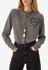 Chloé Fitted Logo Wool and Cashmere Cardigan Gray CH26SMC08710 012