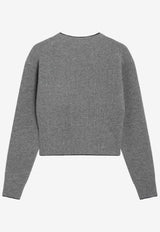 Chloé Heart Logo Ribbed Knit Sweater Gray CH26SMP39710/S_CHLOE-012