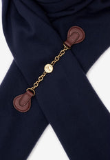 Chloé Horse Medal Wool Scarf Navy CH26STS01WLB 4C4