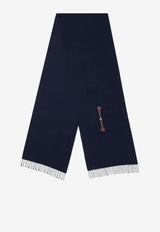 Chloé Horse Medal Wool Scarf Navy CH26STS01WLB 4C4