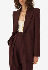 Chloé Wool Single-Breasted Tailored Blazer Eggplant CH26SVE75164 56B