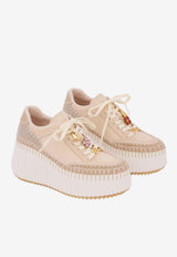 Chloé Nama Wedge Platform Sneakers Dove CH26U02IWW 092
