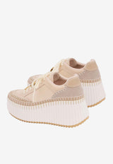 Chloé Nama Wedge Platform Sneakers Dove CH26U02IWW 092