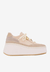 Chloé Nama Wedge Platform Sneakers Dove CH26U02IWW 092