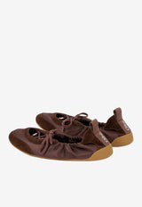 Chloé Kick Satin and Suede Ballet Flats Brown CH26U19SVH 28X