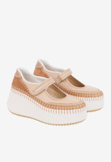 Chloé Nama Mary-Jane Platform Sneakers Beige CH26U19TYA 265