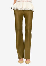 Chloé Straight-Leg Leather Pants Khaki CH26UCP01201 3D2