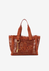 Chloé Summer Banana East-West Raffia Tote Bag Brown CH26US904P08 26M