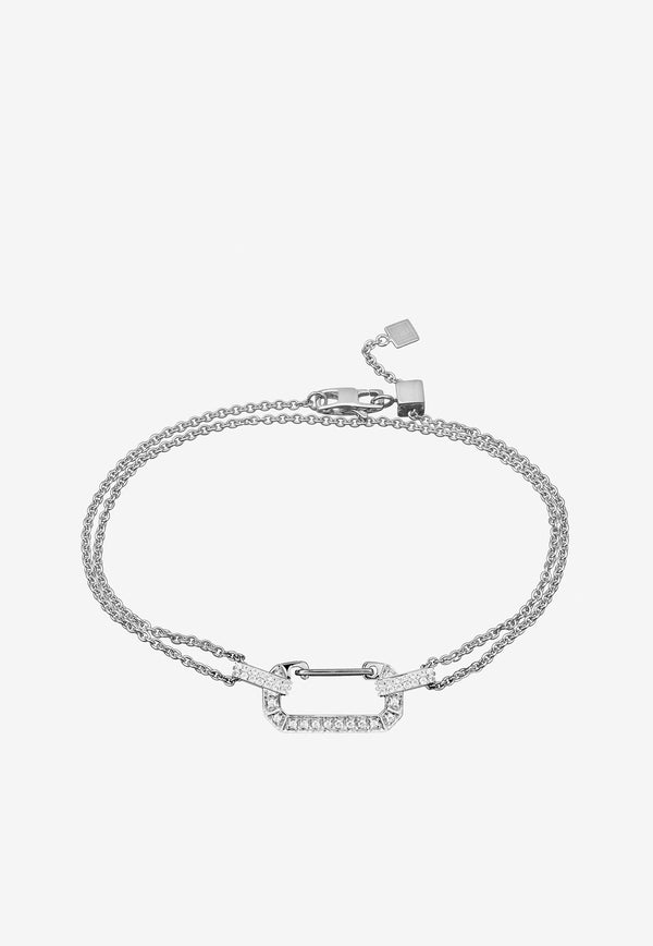 EÉRA Chiara Double Chain Bracelet in 18-karat White Gold with Diamonds Silver CHBRFP02U1