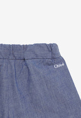 Chloé Kids Girls Embroidered Denim Shorts Blue CHC20040-ACO/O_CHLOE-Z77