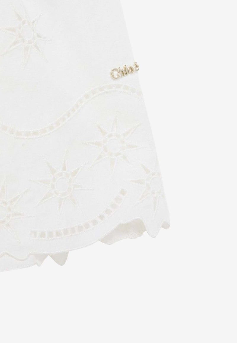 Chloé Kids Girls Embroidered Mini Dress White CHC20064-BCO/O_CHLOE-117