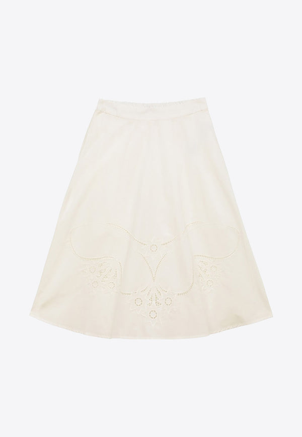 Chloé Kids Girls Embroidered Midi Skirt White CHC20075-BCO/O_CHLOE-117