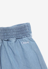 Chloé Kids Girls Embroidered Denim Shorts Blue CHC20079-BDE/O_CHLOE-Z10