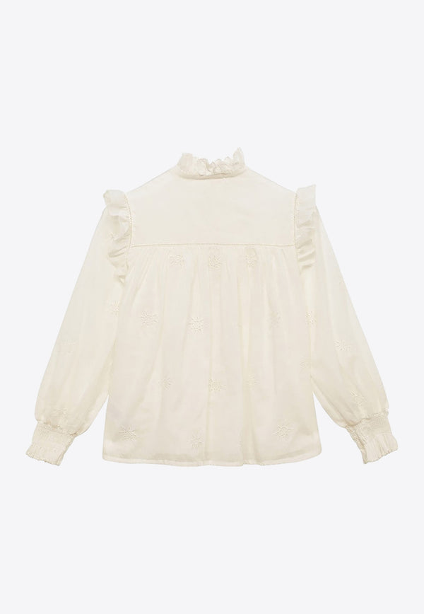 Chloé Kids Girls Long-Sleeved Ruffled Shirt White CHC20197-ACO/O_CHLOE-117