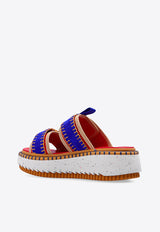 Chloé Lilli Leather Flatform Slides Multicolor CHC22U626Z89AP Orange - Blue 1