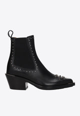 Chloé 60 Studded Leather Ankle Boots Black CHC22W705AV001 BLACK