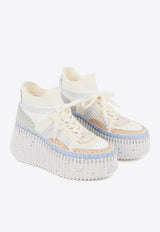 Chloé Nama Wedge Sneakers White CHC23A909Y040V Pearl Blue