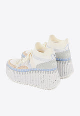 Chloé Nama Wedge Sneakers White CHC23A909Y040V Pearl Blue