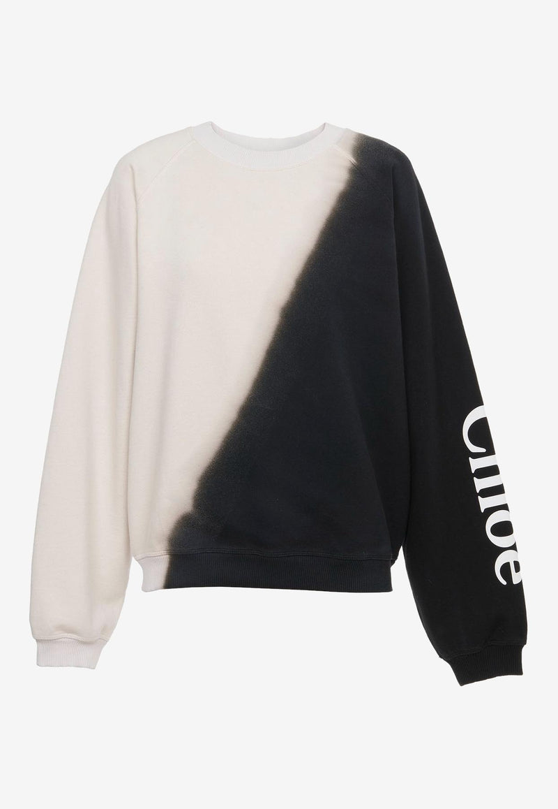 Chloé Logo Dip-Dyed Sweater CHC23AJH11191905 BLACK - WHITE 1