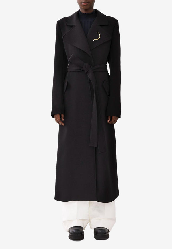 Chloé Long Wrap Coat in Wool CHC23AMA17070001 BLACK