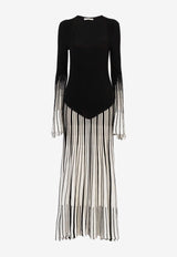 Chloé Striped Maxi Dress in Wool and Silk CHC23AMR04662001 BLACK