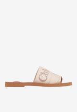 Chloé Woody Linen Flat Mules Beige CHC23U188EF 26Y