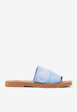 Chloé Woody Linen-Blend Flat Mules CHC23U188EF41W
