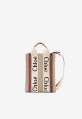 Chloé Mini Woody North South Tote Bag CHC24AP243I2690U White-Brown1