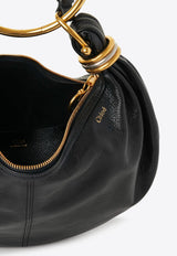 Chloé Small Bracelet Grained Leather Hobo Bag Black CHC24AS611N72001 Black