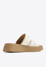 Chloé Mila Logo Flatform Sandals CHC24S00QHLWHITE