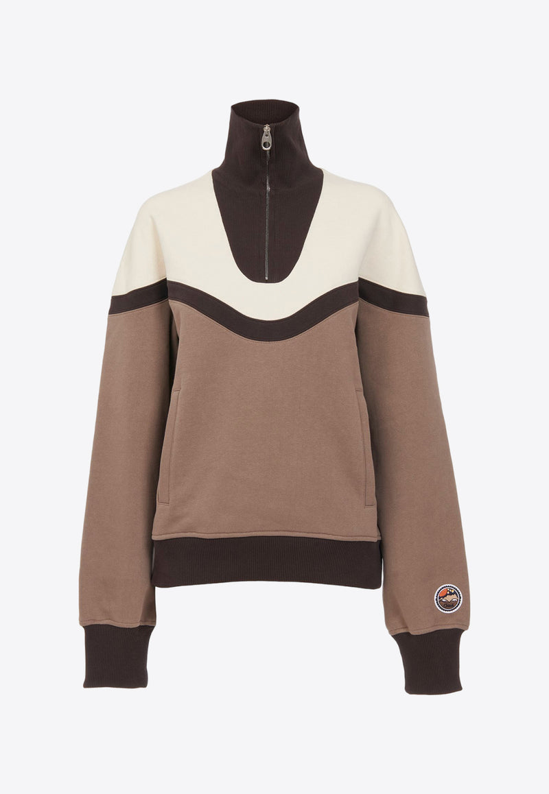 Chloé High-Collar Half-Zipped Sweatshirt CHC24SJH2579023E SOOTY KHAKI