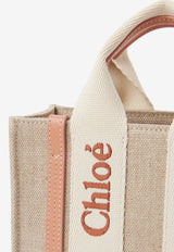 Chloé Mini Woody Tote Bag in Linen and Leather CHC24UP237L17847