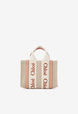 Chloé Mini Woody Tote Bag in Linen and Leather CHC24UP237L17847
