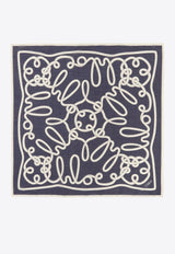 Chloé Iconic Logo Print Square Scarf Blue CHC24WT051BND99Q Blue - Beige