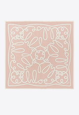 Chloé Iconic Logo Print Square Scarf Pink CHC24WT051BND9P5 Pink - Beige