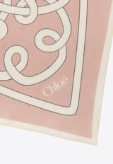 Chloé Iconic Logo Print Square Scarf Pink CHC24WT051BND9P5 Pink - Beige
