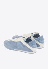 Chloé Kick Leather and Mesh Sneakers Blue CHC25S07IPL40V Pearl Blue