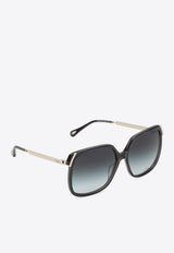 Chloé Aly Square-Framed Sunglasses Gray CHC25SEK0286/Q_CHLOE-744